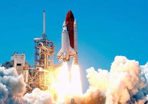 Space shuttle Discovery lifts off at the Kennedy Space Centre in Cape Canaveral, Florida, on Tuesday. 