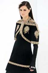 A model presents a creation by German designer Karl Lagerfeld