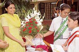 Gurneet Tej being honoured at Saint Annes Convent School, Sector 32, Chandigarh