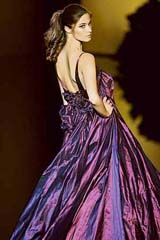 A model presents a creation by Lebanese designer Elie Saab