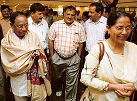 Members of the Parliamentary Standing Committee on Railways in Chandigarh on Sunday. 