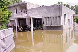 The flooded office of the Muncipal Council at Mandi Ahmedgarh after heavy rain on Wednesday. 