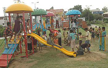 Kids at their playful best at Partap Bagh in Jalandhar on Thursday.