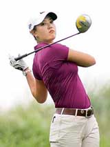 Michelle Wie of the USA plays a tee shot on the 11th hole during the first round of the John Deere Classic golf tournament in Silvis, Illinois, on Thursday