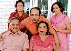 Amit Thind with his parents and sisters in Ludhiana