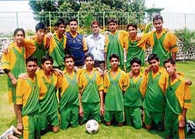 Players of Delhi Public School, Pinjore, who have won the District Football Championship played at Little Flower Convent School, Sector 14, Panchkula