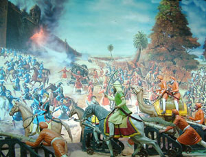 A view of the panorama depicting the capture of Multan Fort, at Maharaja Ranjit Singh Panorama in Amritsar.