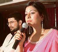 Sapna Gupta, Chief Consultant and founder of the Air Hostess Academy, addresses students at a seminar in Chandigarh