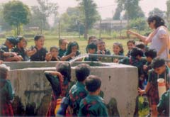 Tiny tots of Delhi Public School, Jalandhar, learn about the working of a tubewell during