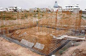 Construction underway at a site in Sector 17 at Panchkula despite the lack of basic civic amenities