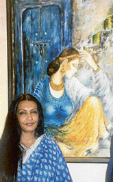 Anjana Kuthiala, with one of her paintings, which will be on display at an exhibition from July 22.