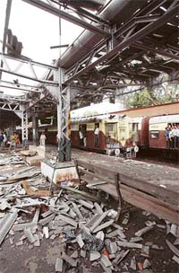 The blast site at Mahim railway station