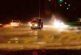 Roads were inundated after heavy downpour in Chandigarh on Tuesday night