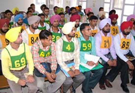 Former servicemen and rural youths take part in a training camp organised by the District Welfare Office in Jalandhar recently. 