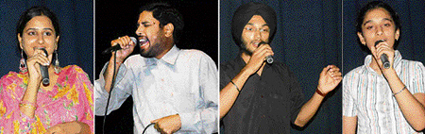 Richa Sharma, Ram Tirath, Ishmeet Singh and Ishita Sethi, winners in the senior female, senior male, junior male and junior female category, respectively, at the Rafi Finals in Chandigarh on Sunday. 