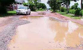 A bad road cries for attention in Ludhiana.