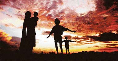 With generally hot and humid atmosphere during the day, a family takes time off to enjoy sunset in Chandigarh
