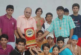 Police DAV Public School, Jalandhar, team with the trophy. 