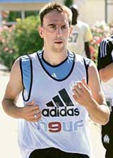 French midfielder Franck Ribery during his first training session of the season with his L1 club, Olympique de Marseille in Marseille on Tuesday, a few days before the start of the French championship.