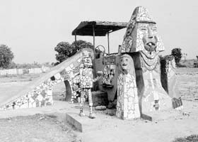 A playstation, made from an unused road roller of the BBMB, installed at the nature and amusement park in Talwara