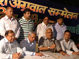 Mr Amrit Lal Aggarwal presides over a meeting of the Punjab Pradesh Aggarwal Sammelan in Ludhiana 