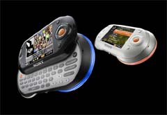 This handout picture released on Tuesday by electronics giant Sony shows the company's new wireless broadband device which allows users to exchange online voice and text messages, browse Internet and listen to music. Sony on Tuesday also unveiled the palm-size personal communicator "mylo", aimed at university students, which is capable of operating on the Wi-Fi network in public spaces and at home.