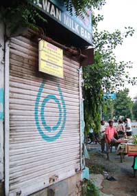The dairy booth that was sealed by officials of the Municipal Corporation in Jalandhar.
