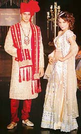 Models showcase wedding collection, 2006, by Neena and Varuna Chabara at a fashion show in New Delhi