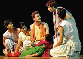 A scene from the play Bawa Jito, staged at the Tagore Theatre in Chandigarh on Friday.