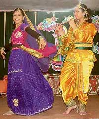 Students of St Josephs Senior Secondary School, Sector 44, Chandigarh, present Raas Leela during Janmashtami celebrations on Friday. 