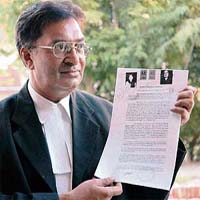 Advocate Rajinder Singh Raj shows a copy of the General Power of Attorney (GPA) presented by the Malaysian fugitive, Balbir Kaur, before the Sub-Registrar, Sector 17, on March 17, 2006