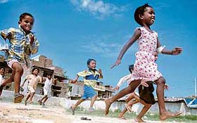 Slum children take part in an athletics meet at Sector 25 Colony in Chandigarh