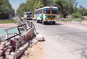 The narrow bridge at Ganda Kheri village on the Rajpura-Patiala road which has become an accident-prone zone.