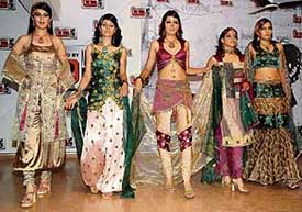 Models display creations by students of the Inter-national Institute of Fashion Design, at a preview of fashion show fashion kaleidoscope in Sector 8, Chandigarh
