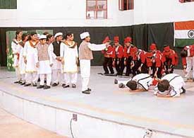 Students perform during Independence Day and Janmashtmi celebrations at Genius Public School, Sector 69, Chandigarh, on Sunday