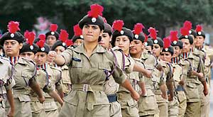 NCC cadets take part in a rehearsal for the Independence Day function in Shimla 