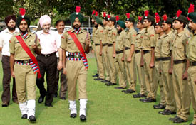 PAU Vice-Chancellor Dr K S Aulakh inspects NCC parade on the occasion of Independence Day in Ludhiana on Tuesday