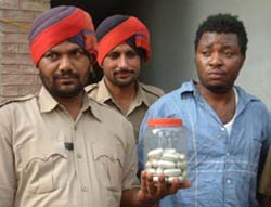 A Nigerian national caught by the police from the Wagah border.