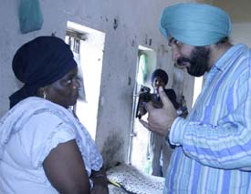 Nigerian national Monica Christi, who completed her sentence in the Central Jail, talks to Amritsar MP Navjot Singh Sidhu to seek his help for an early deportation. 
