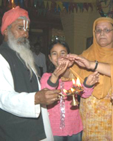 Kashmiri Pandits perform pooja in a temple during the Janmashtami celebrations in Srinagar on Wednesday.