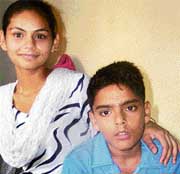 Lovepreet, who was reported missing on Thursday, with his sister.