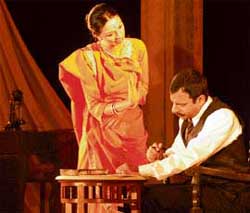 A scene from the play Sammy presented at GVK Taj on Thursday.