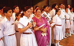 Newly elected student council members of DAV, Sector 15, take oath on Friday.
