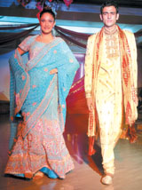 Models showcasing wedding wear at the Lehenga Festival in the Capital on Saturday.
