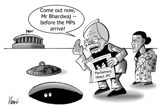 Editorial cartoon by Rajinder Puri