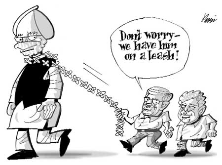 Editorial cartoon by Rajinder Puri