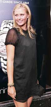 A week before the US Open, Russian tennis player Maria Sharapova poses in front of Bloomingdales department store in New York on Tuesday to launch her new watch, the TAG Heuer Aquaracer steel and 18-carat gold watch with diamonds. Five percent of the proceeds of her watch sold from   Tuesday through the US Open will go to her charity, The Maria Sharapova Foundation, a nonprofit organisation committed to helping at-risk children of all ages to achieve their dreams through its support of programs that motivate children worldwide.
