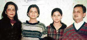 Four of a family (left to right) Renu (mother), Anchal, Megha ( daughters) and Pradeep Gupta (father), who were killed in a mishap near Ropar on Thursday.