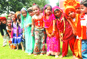 Tiny tots from Police DAV Public School present a dance item on Thursday.