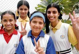 Himanshi, Diksha, Prachi and Mansimar (from left to right) of St Josephs winners in the UT Inter-School Carrom Girls Tournament held at St Josephs School, Chandigarh, on Friday. 